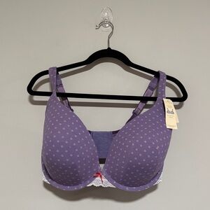 Cacique Purple Cotton Boost Plunge Bra Size 38G NWT Padded Underwire Sexy